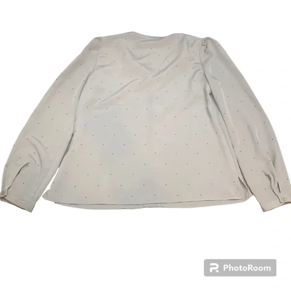 Liz Claiborne Silver Long Sleeve Dressy Rhinestone Button Up Blouse Ladies Sz S - Picture 10 of 10
